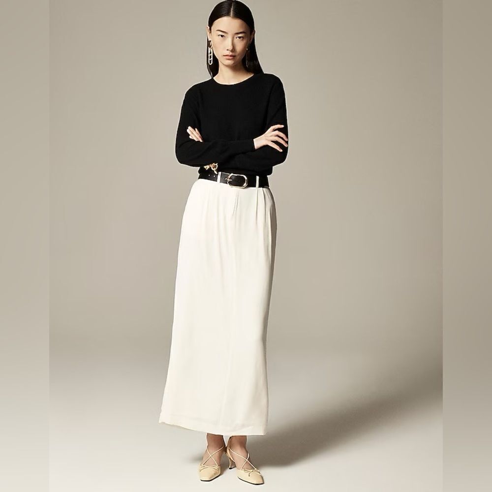 NWT J CREW Trouser maxi skirt in viscose crepe in Ivory - Picture 2 of 8
